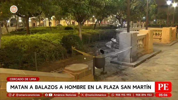 Matan a balazos a hombre en la Plaza San Martín en el Cercado de Lima. Foto: América Noticias