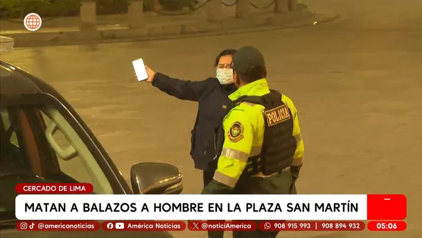 Matan a balazos a hombre en la Plaza San Martín en el Cercado de Lima. Foto: América Noticias