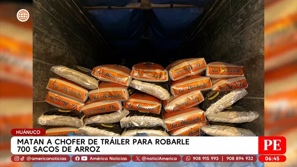 Matan a chofer de tráiler en Huánuco para robarle 700 sacos de arroz. Foto: América Noticias Matan a chofer de tráiler en Huánuco para robarle 700 sacos de arroz. Foto: América Noticias