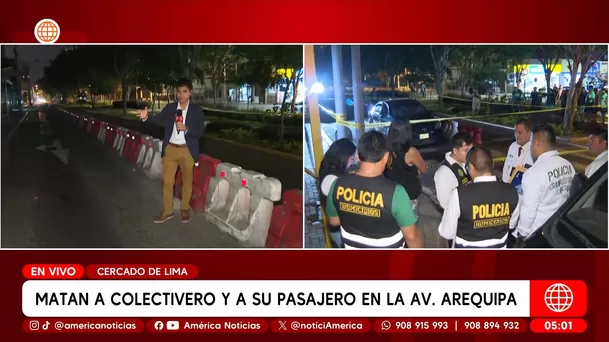 Matan a colectivero y a su pasajero en la avenida Arequipa en el Cercado de Lima. Foto: América Noticias Matan a colectivero y a su pasajero en la avenida Arequipa en el Cercado de Lima. Foto: América Noticias