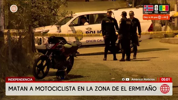 Matan a motociclista de varios disparos en Independencia. Foto: América Noticias Matan a motociclista de varios disparos en Independencia. Foto: América Noticias