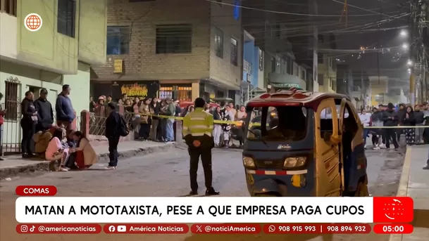 Matan a mototaxista en Comas pese a pago de cupos extorsivos. Foto: América Noticias Matan a mototaxista en Comas pese a pago de cupos extorsivos. Foto: América Noticias