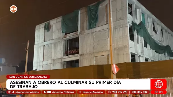 Asesinan a obrero al culminar su primer día de trabajo en San Juan de Lurigancho. Foto: América Noticias