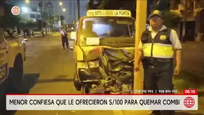 Menor confiesa que le ofrecieron 100 soles para quemar combi. Foto y video: América Noticias