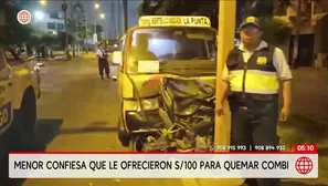 Menor confiesa que le ofrecieron 100 soles para quemar combi. Foto y video: América Noticias