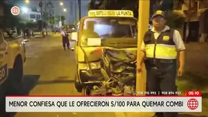 Menor confiesa que le ofrecieron 100 soles para quemar combi. Foto y video: América Noticias