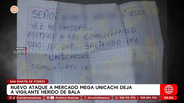 Nuevo ataque a mercado Mega Unicachi deja a vigilante herido de bala en San Martín de Porres. Foto: América Noticias