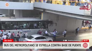 Bus del Metropolitano impacta base de puente en estación México y deja al menos cuatro heridos / Video: América Noticias