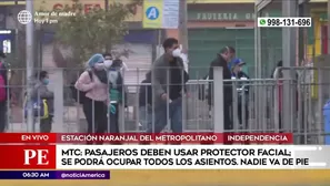 Protector facial será obligatorio en el Metropolitano. América Noticias