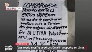 Banda criminal “Los Mexicanos” extorsiona a empresas de transporte en Lima, cobrando hasta S/ 22,900 diarios. Video: Cuarto Poder