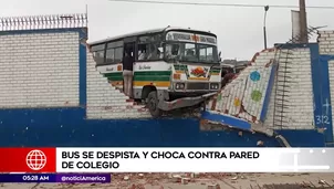 Bus se despista y choca contra pared de colegio en Mi Perú. Foto y video: América Noticias