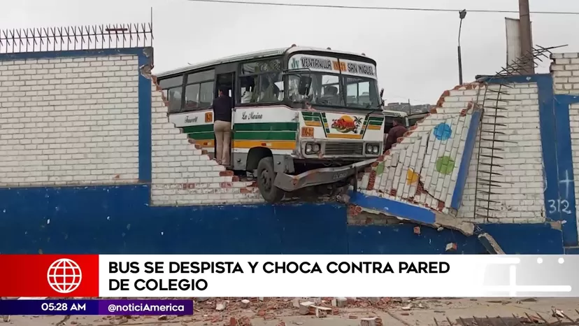 Mi Perú: Bus se despista y choca contra pared de colegio