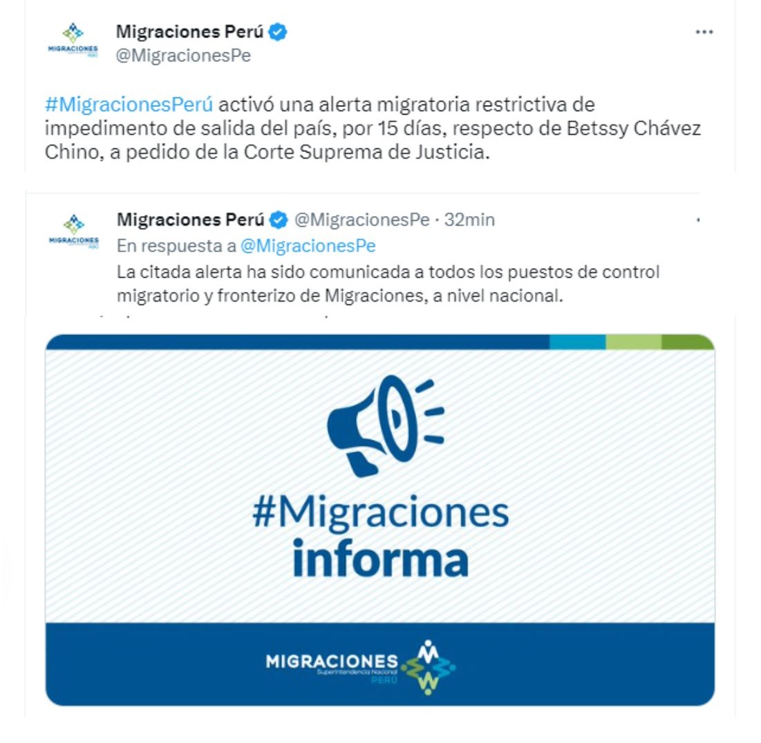 Información emitida por Migraciones / Twitter