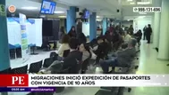 Migraciones inició expedición de pasaportes con vigencia de 10 años