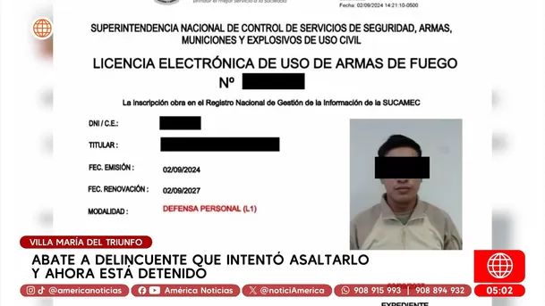 Militar en retiro abate a presunto ladrón en Villa María del Triunfo. Foto: América Noticias