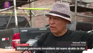 Manuel Vidal, virtual alcalde de Ate y padre del actual burgomaestre, enfrenta investigaciones por presunto lavado de activos y enriquecimiento ilícito tras detectarse sospechosas compraventas de inmuebles y cuestionamientos sobre el origen de su patrimonio. Video: Cuarto Poder