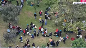 Mineros acampan en Parque Universitario tras retiro de Av Abancay. Foto y video: Canal N