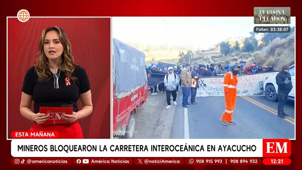 Mineros bloquean carretera Interoceánica en Lucanas, Ayacucho. Foto: América Noticias