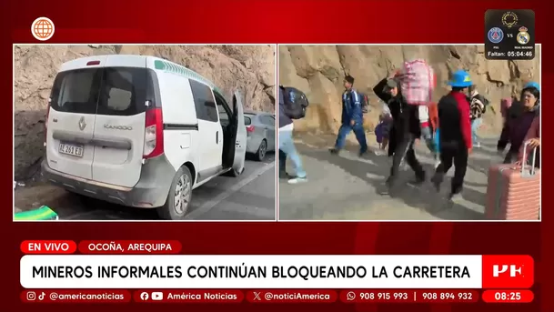 Mineros bloquean vía en Arequipa y cientos de pasajeros quedan varados. Foto: América Noticias