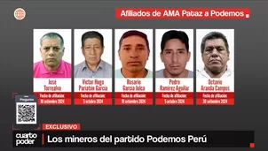 Cinco líderes de una asociación de mineros informales de Pataz se afiliaron a Podemos Perú en medio de votaciones clave sobre la minería informal. Video: Cuarto Poder