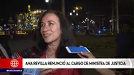 Ana Revilla renunció a su cargo como ministra de Justicia