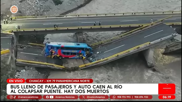 Ministro de Transportes sobre caída de bus y auto a río tras colapso de puente en Chancay. Foto: América Noticias Ministro de Transportes sobre caída de bus y auto a río tras colapso de puente en Chancay. Foto: América Noticias