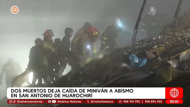 Dos muertos deja caída de miniván a abismo en San Antonio de Huarochirí. Foto: América Noticias
