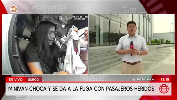 Miniván choca y se da a la fuga con pasajeros heridos en Surco. Foto: América Noticias Miniván choca y se da a la fuga con pasajeros heridos en Surco. Foto: América Noticias