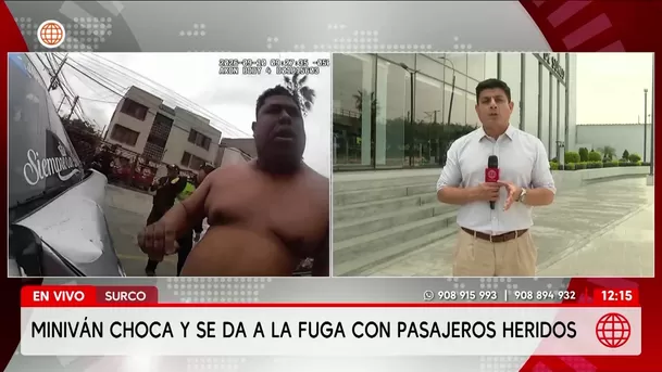 Miniván choca y se da a la fuga con pasajeros heridos en Surco. Foto: América Noticias Miniván choca y se da a la fuga con pasajeros heridos en Surco. Foto: América Noticias