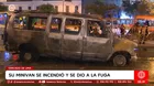 Miniván se incendió y chofer fugó en el Cercado de Lima