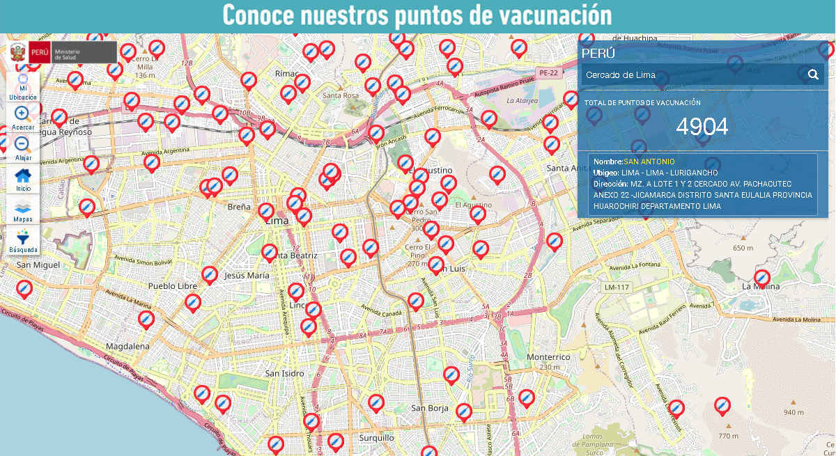 Puntos de vacunación contra la difteria