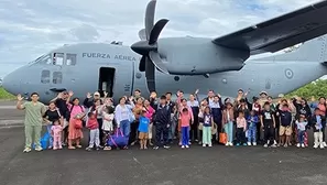 Un grupo de 20 niños awajún de Condorcanqui (Amazonas) fue trasladado a Lima para recibir tratamiento en el INSN San Borja. El Minsa, la FAP y el SIS garantizaron la evacuación médica, la cobertura integral y el acompañamiento en su lengua originaria. Foto: Minsa. Video: Canal N