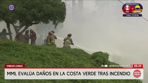 Investigan causas de incendio que afectó la Costa Verde en Miraflores. Foto: América Noticias