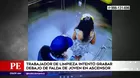 Miraflores: Trabajador de limpieza intentó grabar debajo de falda de joven en ascensor