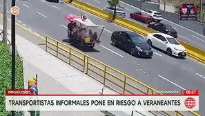 Transportistas informales trasladan a veraneantes en triciclos en Miraflores. Foto y video: América Noticias
