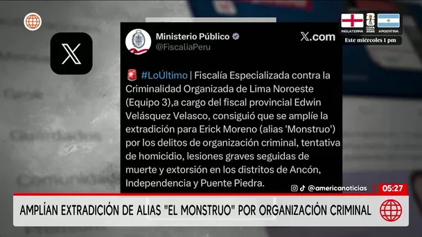 El monstruo: Amplían extradición de Erick Moreno por organización criminal. Foto: América Noticias El monstruo: Amplían extradición de Erick Moreno por organización criminal. Foto: América Noticias