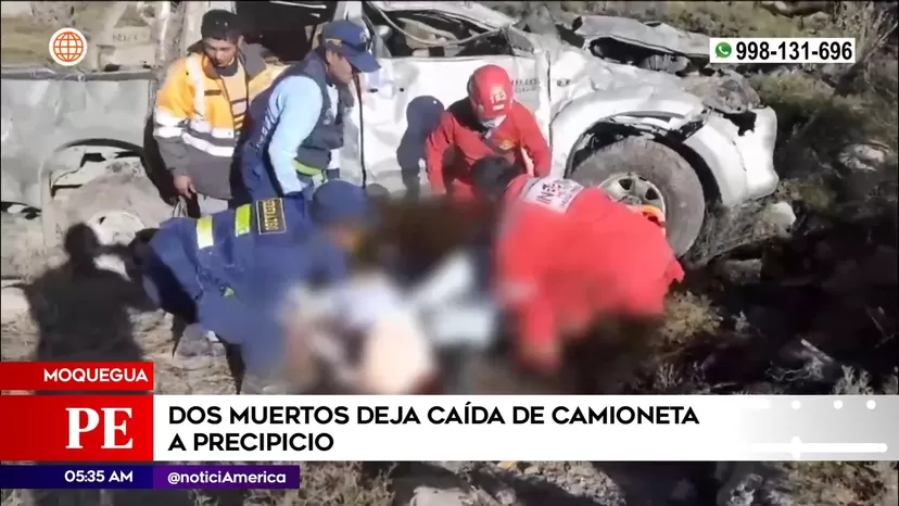 Moquegua: Dos muertos deja caída de camioneta a precipicio
