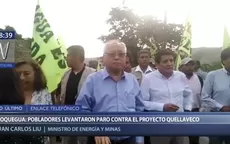 Moquegua: Pobladores levantaron paralización contra proyecto Quellaveco - Noticias de moquegua