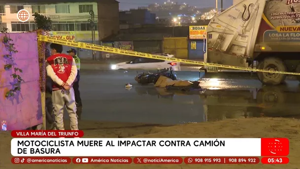 Motociclista muere al impactar contra camión de basura en Villa María del Triunfo. Foto: América Noticias