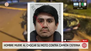 Motociclista muere tras chocar con cisterna en Villa María del Triunfo. Foto y video: América Noticias