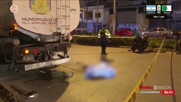 Motociclista muere tras chocar con cisterna en Villa María del Triunfo. Foto: América Noticias