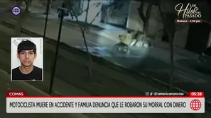 Motociclista muere en choque y denuncian robo de su morral con S/ 40 mil en Comas. Foto y video: América Noticias