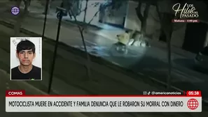 Motociclista muere en choque y denuncian robo de su morral con S/ 40 mil en Comas. Foto y video: América Noticias