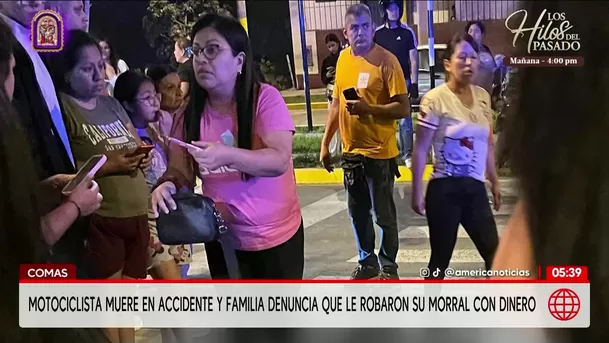Motociclista muere en choque y denuncian robo de su morral con S/ 40 mil en Comas. Foto: América Noticias Motociclista muere en choque y denuncian robo de su morral con S/ 40 mil en Comas. Foto: América Noticias