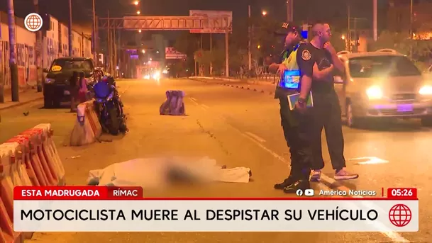 Motociclista muere tras violento despiste en la avenida Tacna en el Rímac. Foto: América Noticias