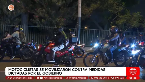 Motociclistas se movilizaron contra medidas dictadas por el Gobierno. Foto: América Noticias Motociclistas se movilizaron contra medidas dictadas por el Gobierno. Foto: América Noticias