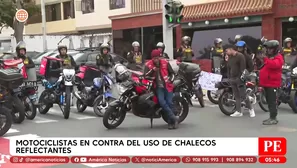Motociclistas en contra del uso de chalecos reflectantes. Foto y video: América Noticias