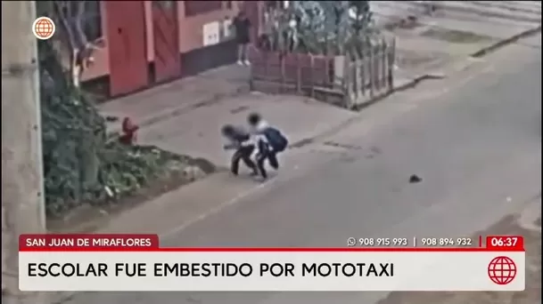 Un escolar de 7 años sufrió lesiones tras ser atropellado por un mototaxi en San Juan de Miraflores/ América Noticias Un escolar de 7 años sufrió lesiones tras ser atropellado por un mototaxi en San Juan de Miraflores/ América Noticias