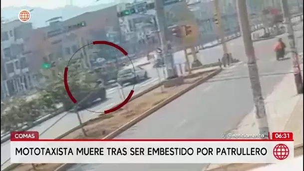 Mototaxista muere tras choque con patrullero en Comas/ América Noticias Mototaxista muere tras choque con patrullero en Comas/ América Noticias