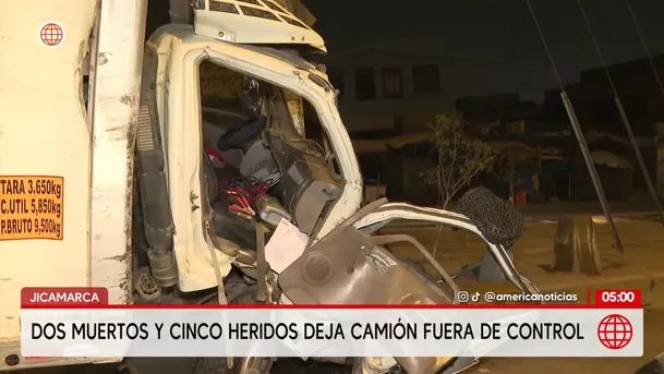 Muere pareja de esposos tras ser impactados por camión fuera de control en Jicamarca. Foto: América Noticias Muere pareja de esposos tras ser impactados por camión fuera de control en Jicamarca. Foto: América Noticias
